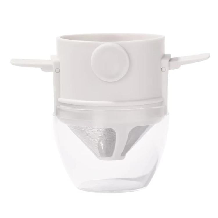 Tazza da caffè con filtro portatile senza carta, filtro a cono per caffè a goccia., White, Black, Black With Base, White With Base