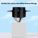 Tazza da caffè con filtro portatile senza carta, filtro a cono per caffè a goccia., White, Black, Black With Base, White With Base