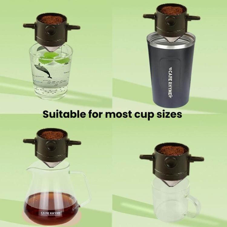 Tazza da caffè con filtro portatile senza carta, filtro a cono per caffè a goccia., White, Black, Black With Base, White With Base