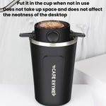 Tazza da caffè con filtro portatile senza carta, filtro a cono per caffè a goccia., White, Black, Black With Base, White With Base