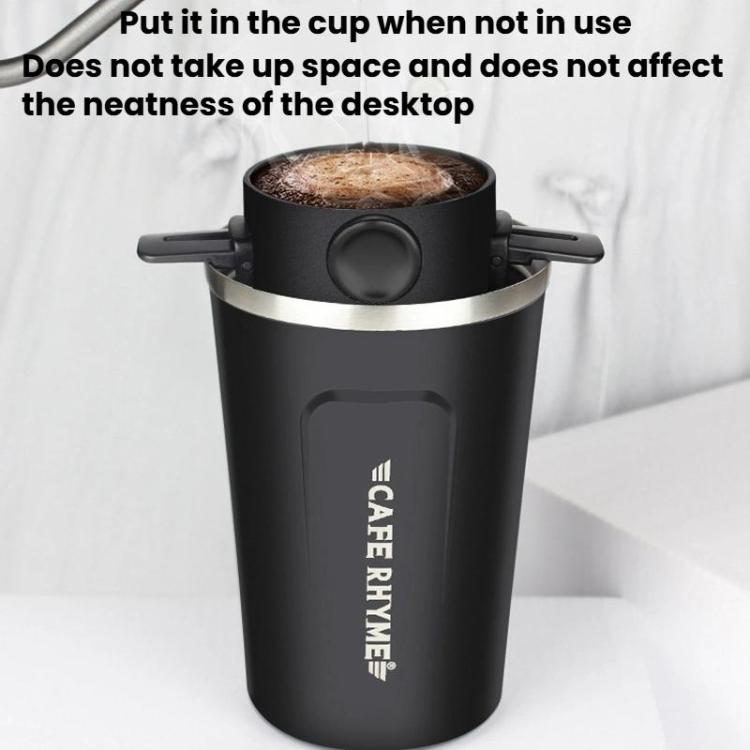 Tazza da caffè con filtro portatile senza carta, filtro a cono per caffè a goccia., White, Black, Black With Base, White With Base