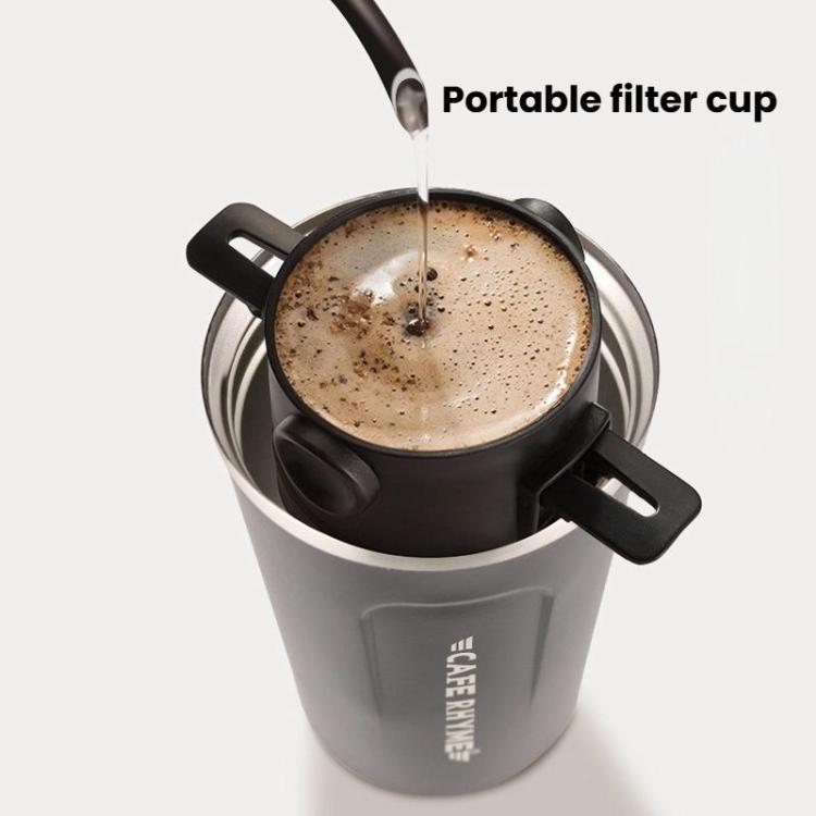 Tazza da caffè con filtro portatile senza carta, filtro a cono per caffè a goccia., White, Black, Black With Base, White With Base
