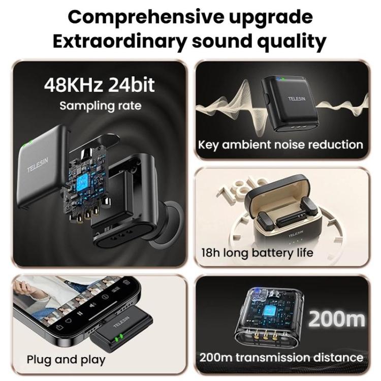 Microfono lavalier wireless TELESIN per dispositivi Type-C