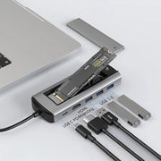 6-In-1 Type-C/USB-C To PD+HDMI (4K 30hz) +USB3.0 X 3+SATA/NVME SSD Docking Station, 6-In-1 SATA/NVME