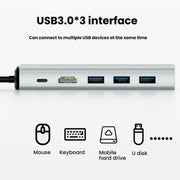6-In-1 Type-C/USB-C To PD+HDMI (4K 30hz) +USB3.0 X 3+SATA/NVME SSD Docking Station, 6-In-1 SATA/NVME