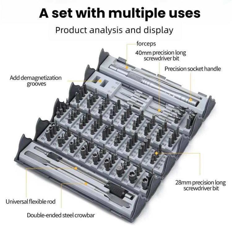 Set di cacciaviti di precisione 128 in 1 con custodia arrotolabile e kit di riparazione magnetico