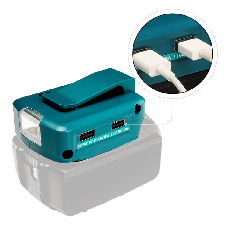 Adattatore batteria Makita 14,4V/18V con LED e doppia USB