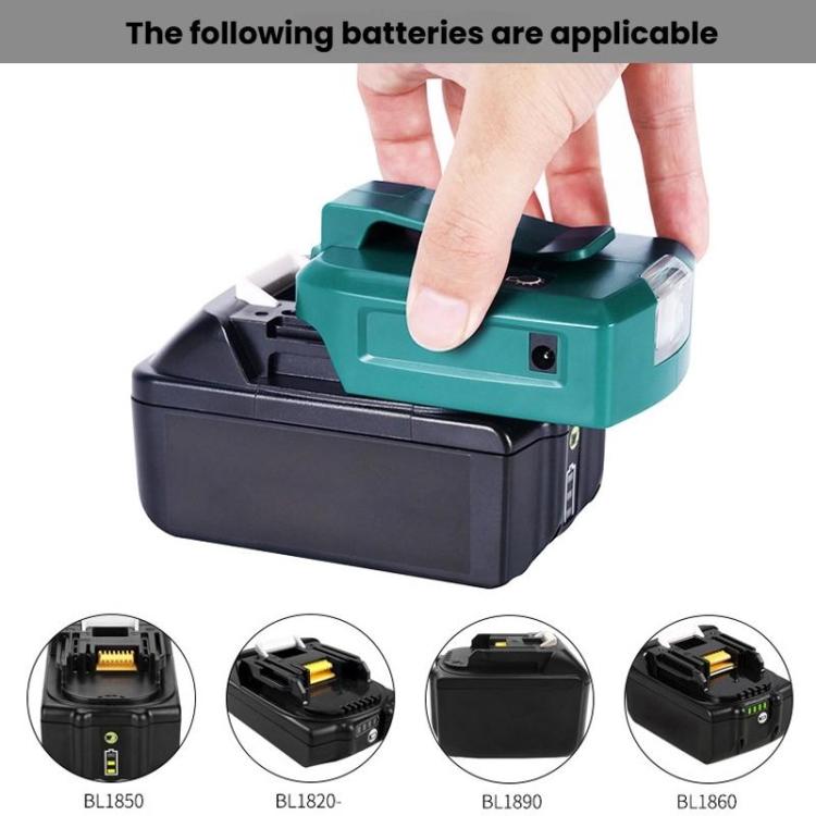 Adattatore batteria Makita 14,4V/18V con LED e doppia USB