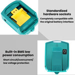 Adattatore batteria Makita 14,4V/18V con LED e doppia USB