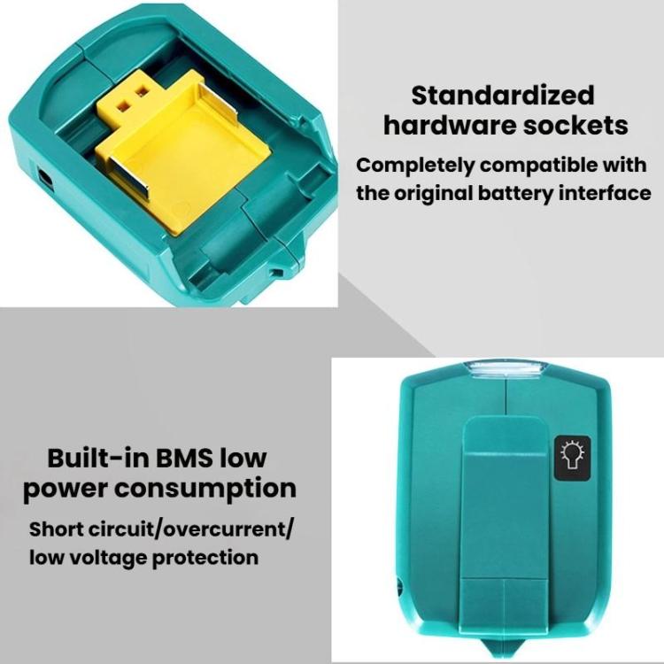 Adattatore batteria Makita 14,4V/18V con LED e doppia USB