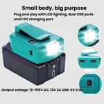 Adattatore batteria Makita 14,4V/18V con LED e doppia USB