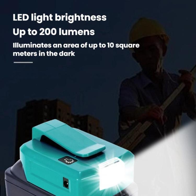 Adattatore batteria Makita 14,4V/18V con LED e doppia USB