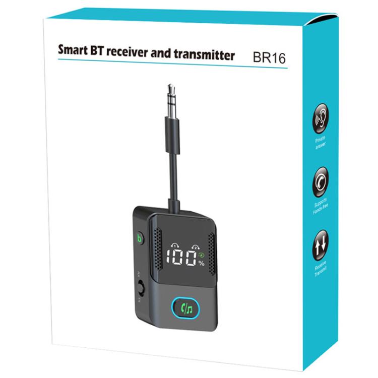 Adattatore audio BR16 per auto con doppio microfono, ricevitore e trasmettitore Bluetooth, lunga durata., BR16