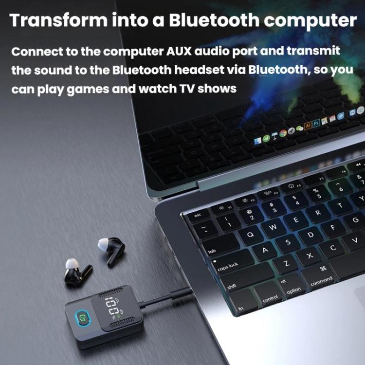 Adattatore audio BR16 per auto con doppio microfono, ricevitore e trasmettitore Bluetooth, lunga durata., BR16