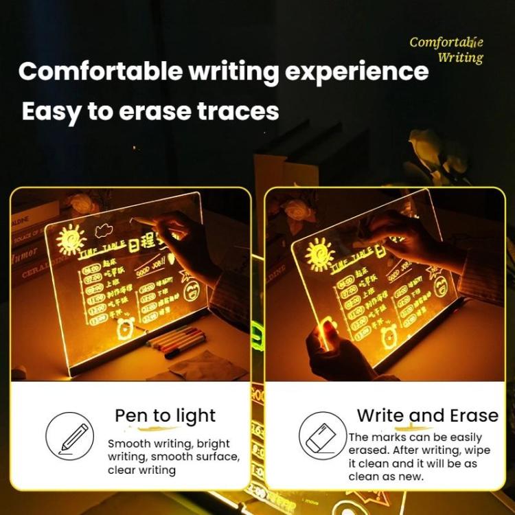 Bacheca luminosa trasparente in acrilico, cancellabile e fluorescente, con scritte a messaggio variabile., RGB 15x15cm, RGB 20x20cm, RGB 30x20cm, RGB 35x26cm, LED 35x26cm