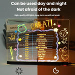 Bacheca luminosa trasparente in acrilico, cancellabile e fluorescente, con scritte a messaggio variabile., RGB 15x15cm, RGB 20x20cm, RGB 30x20cm, RGB 35x26cm, LED 35x26cm