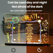 Bacheca luminosa trasparente in acrilico, cancellabile e fluorescente, con scritte a messaggio variabile., RGB 15x15cm, RGB 20x20cm, RGB 30x20cm, RGB 35x26cm, LED 35x26cm