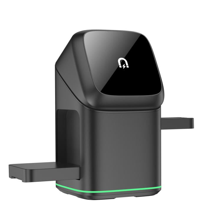 Supporto girevole 3 in 1 in metallo con base magnetica per ricarica wireless