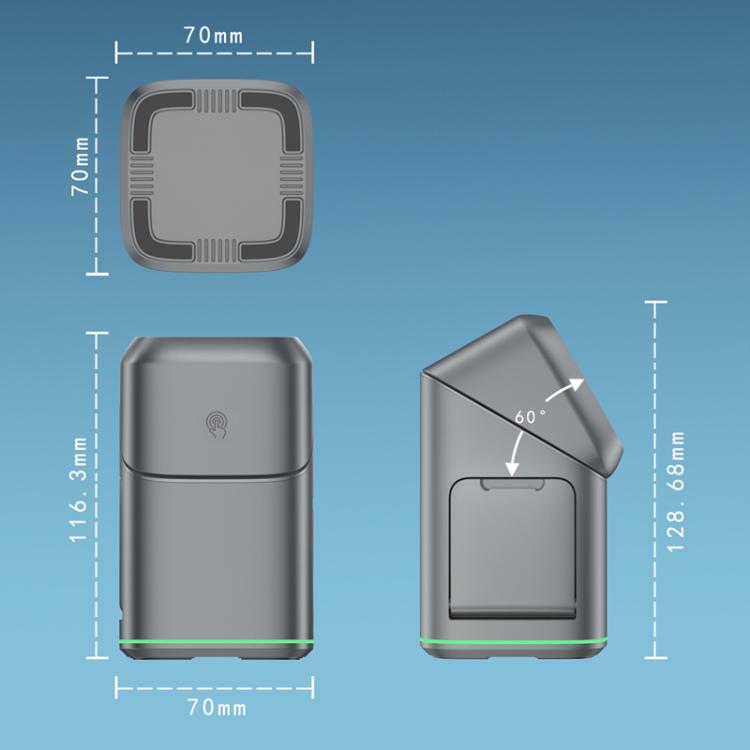 Supporto girevole 3 in 1 in metallo con base magnetica per ricarica wireless