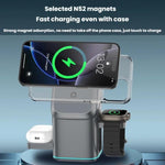 Supporto girevole 3 in 1 in metallo con base magnetica per ricarica wireless