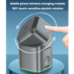 Supporto girevole 3 in 1 in metallo con base magnetica per ricarica wireless
