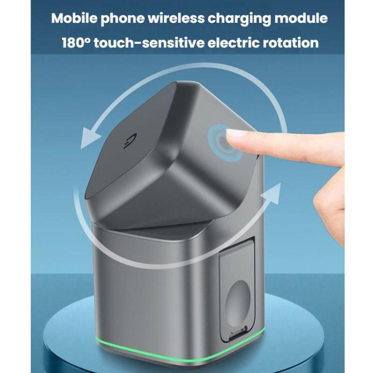 Supporto girevole 3 in 1 in metallo con base magnetica per ricarica wireless