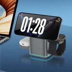 Supporto girevole 3 in 1 in metallo con base magnetica per ricarica wireless