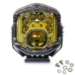 Faro a LED OL-21W04Y da 7 pollici con funzione Angel Eye per illuminazione a lunga distanza e luce di lavoro.