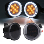 2 pezzi Luci a LED gialle a forma di fiore di prugno per Wrangler, indicatori di direzione per griglia modificata dell'auto, With Aperture, Without Aperture