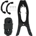 Morsetto di ancoraggio autobloccante in acciaio inox per canoa/kayak con ganasce dentate, Black, Black + Metal Buckle, Black + Kayak Handrail, Black + Metal Buckle + Kayak Handrail