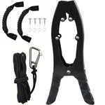 Morsetto di ancoraggio autobloccante in acciaio inox per canoa/kayak con ganasce dentate, Black, Black + Metal Buckle, Black + Kayak Handrail, Black + Metal Buckle + Kayak Handrail