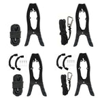 Morsetto di ancoraggio autobloccante in acciaio inox per canoa/kayak con ganasce dentate, Black, Black + Metal Buckle, Black + Kayak Handrail, Black + Metal Buckle + Kayak Handrail