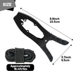 Morsetto di ancoraggio autobloccante in acciaio inox per canoa/kayak con ganasce dentate, Black, Black + Metal Buckle, Black + Kayak Handrail, Black + Metal Buckle + Kayak Handrail