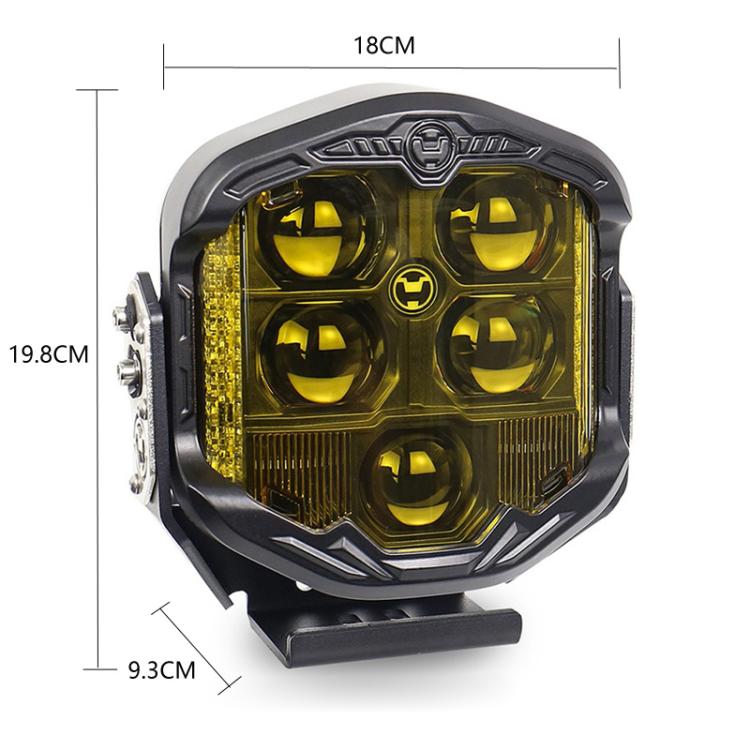 OL-21W03Y Faro da lavoro modificato per auto con illuminazione su 3 lati da 7 pollici, abbaglianti/anabbaglianti, luce da tetto, faretti per montante A
