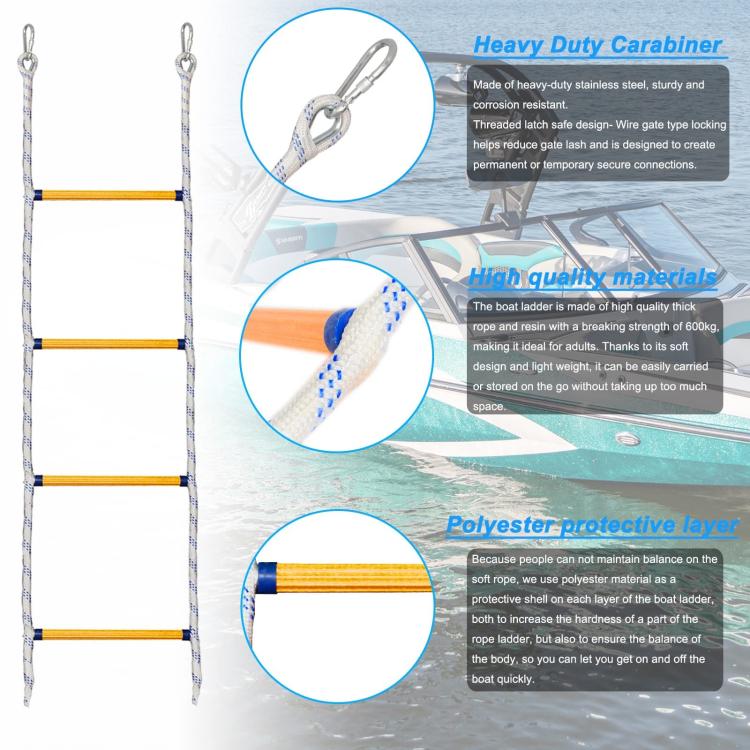 Scala di corda multifunzionale in resina per allenamento e arrampicata su barca, White 1m, White 1.4m, White 1.8m