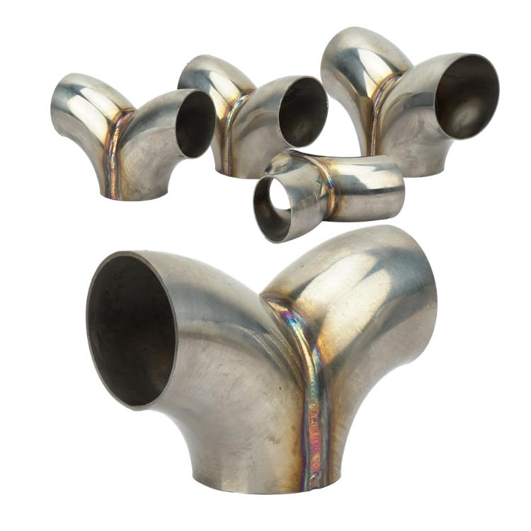 Connettore a tre vie a Y per tubi di scarico in acciaio inox, 51mm, 57mm, 63mm, 76mm