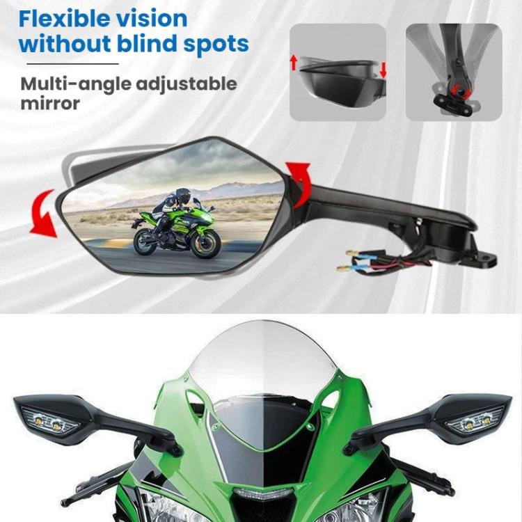 Specchietto retrovisore per moto con luce LED per Kawasaki ZX-10R 2011-2015
