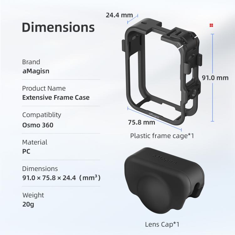 Gabbia di espansione per DJI Osmo 360 con copriobiettivo