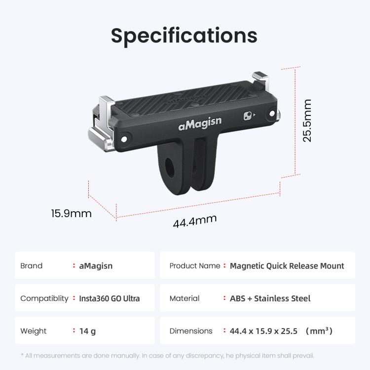 Adattatore montaggio magnetico plastica per Insta360 Go Ultra