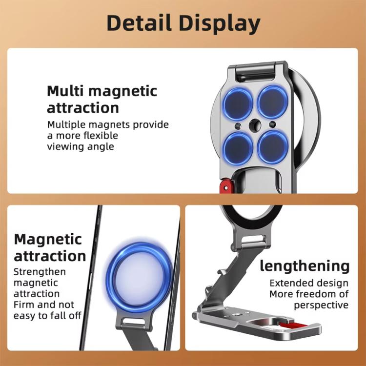Accessorio Magsafe con clip metallica pieghevole e supporto espandibile da 1/4 per cellulari con funzione magnetica., MB015
