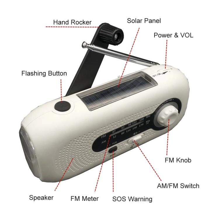 SOS Emergency Solar Hand Crank Weather Radio, No Battery, US Version, Europe Version, Japan Version