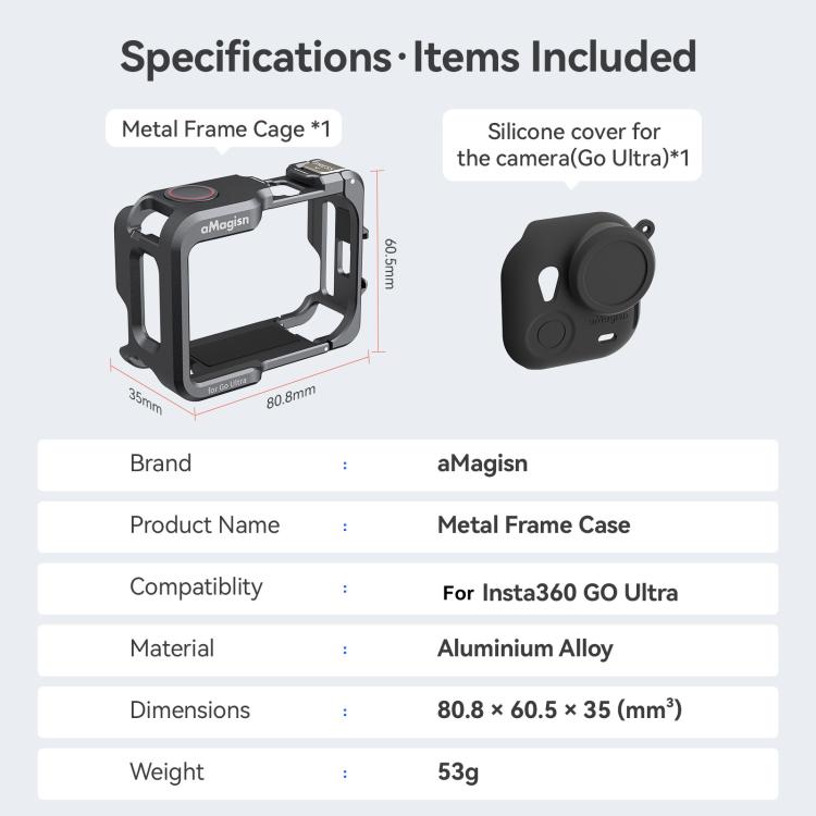 Gabbia metallica con copertura silicone per Insta360 GO Ultra