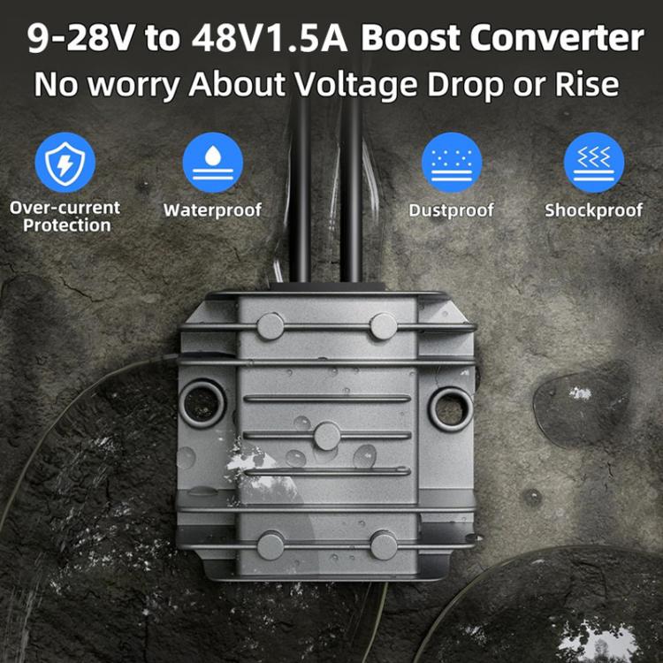 Convertitore di potenza, amplificatore di tensione, 12V / 24V To 48V 1.5A With 1m DC Cable, 12V / 24V To 48V 1.5A With 1m DC Cable Clips