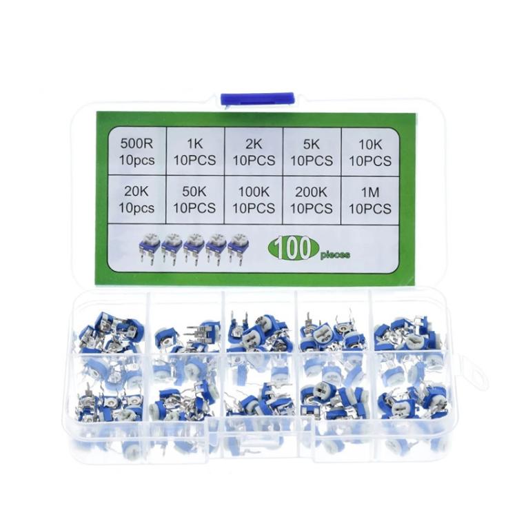 Kit di scatole con resistori regolabili da 100 pezzi/set, 100pcs /Set