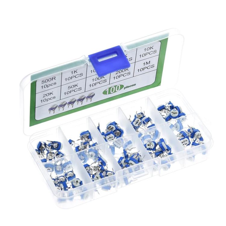 Kit di scatole con resistori regolabili da 100 pezzi/set, 100pcs /Set