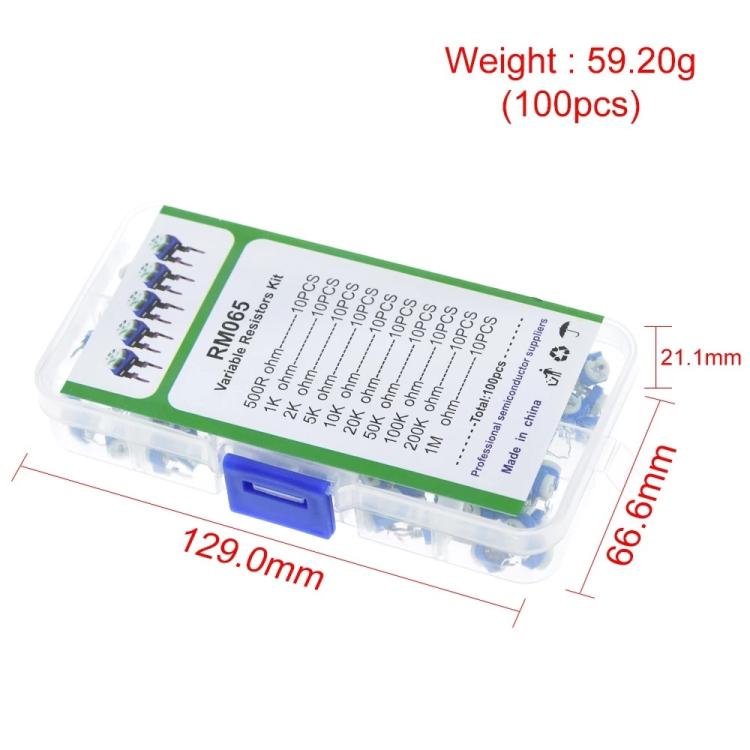 Kit di scatole con resistori regolabili da 100 pezzi/set, 100pcs /Set