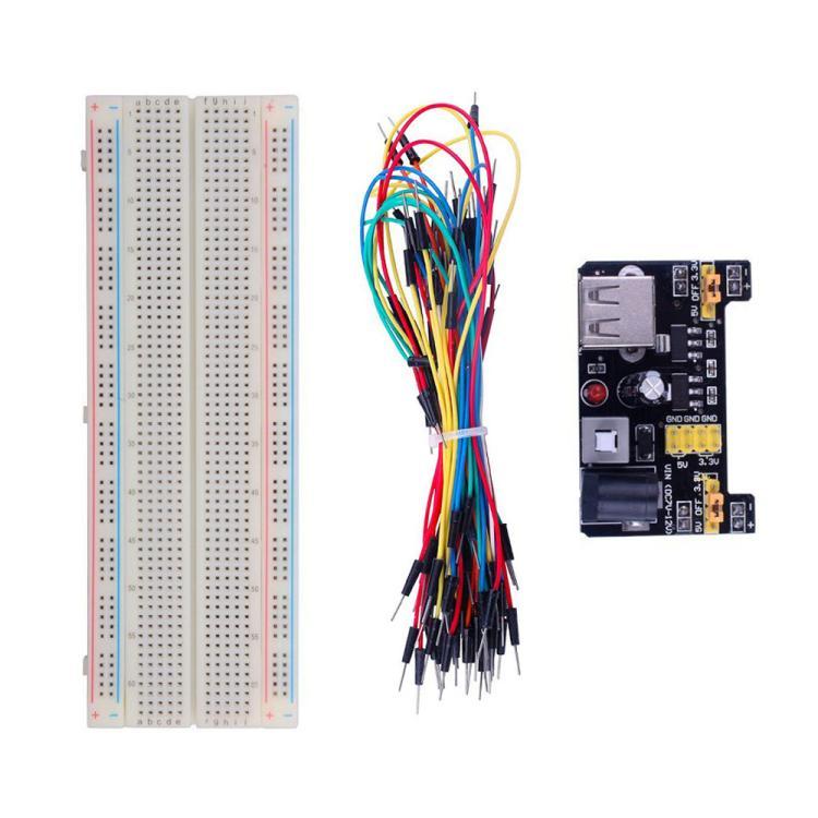 MB-102 Breadboard a 830 fori + Modulo di alimentazione + 65 cavi per breadboard