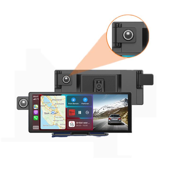 CarPlay con controllo vocale e dashcam a doppia telecamera con schermo diviso, Front Camera + Interior View, With Rear View Camera