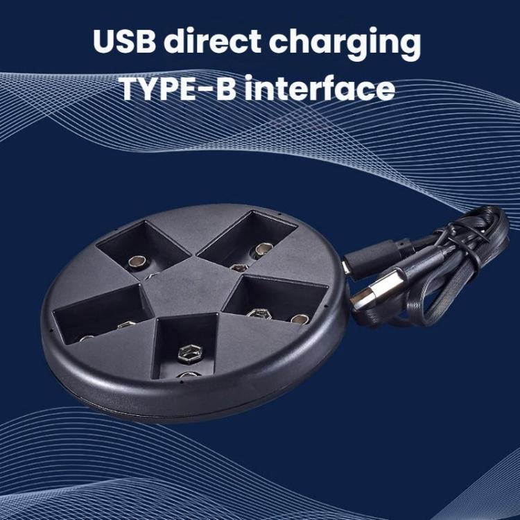 SK-C705M3 Caricabatterie intelligente a 5 slot per batterie da 9 V, base di ricarica USB per batterie Ni-MH