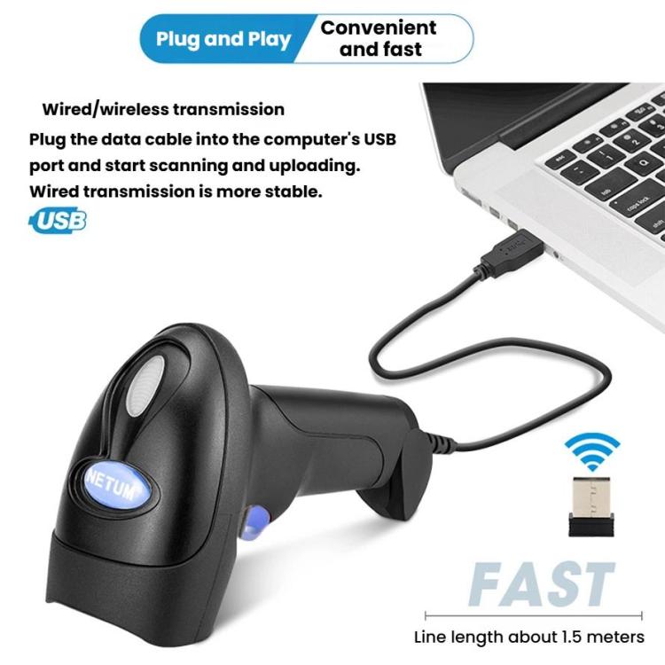 NETUM Quick QR Code Scanner Scanner di codici QR portatile per casse di supermercati, Wired 2D, Wireless 2D, Wireless 2D+Bluetooth